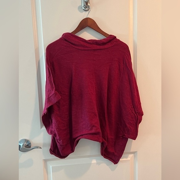 Eileen Fisher Maroon Red Merino Wool Cowl Neck Drape Oversized - Picture 11 of 15